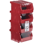 Paquet de 4 bacs de rangement en plastique rouge, 4 po x 5 po