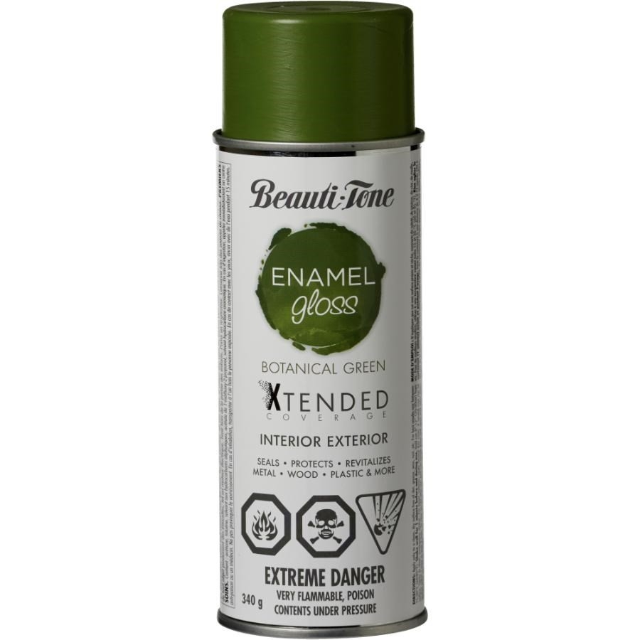 Peinture à base de solvant en aérosol pour l'intérieur et l'extérieur très lustrée, vert botanique, 340 g