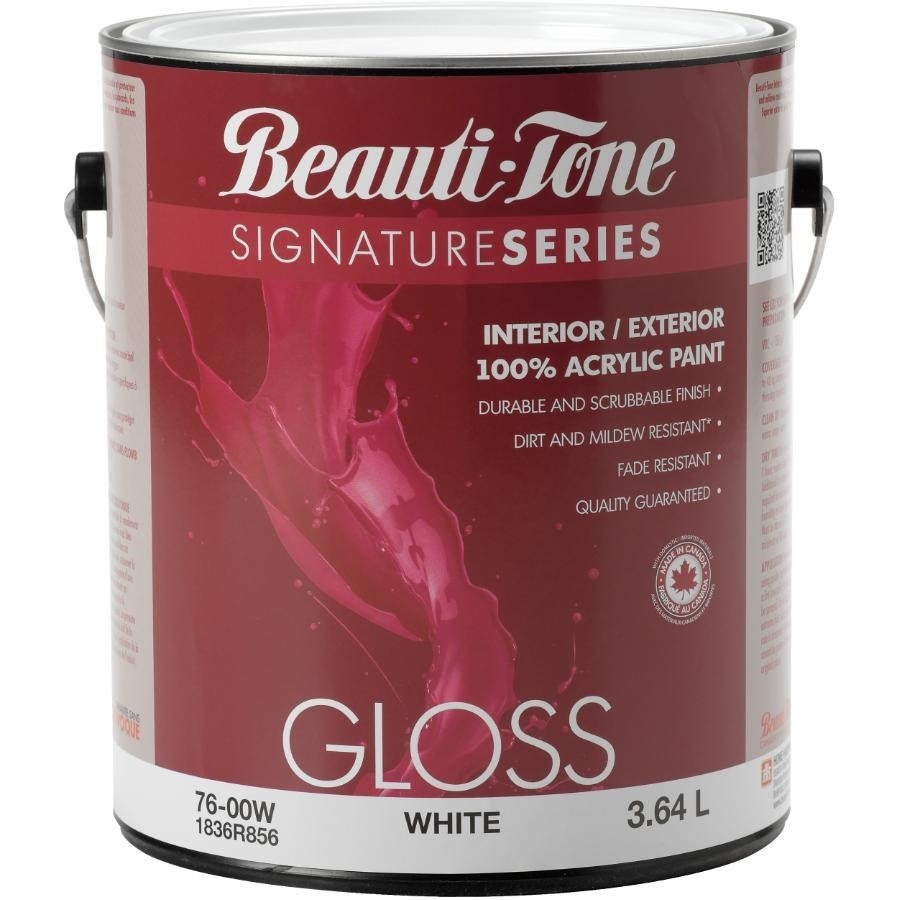 Peinture d'intérieur et d'extérieur au latex, fini lustré, blanc, 3,64 L