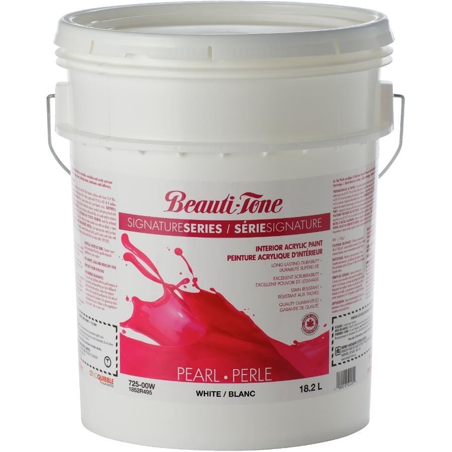 Peinture d'intérieur au latex, fini perle, base blanche, 18,2 L