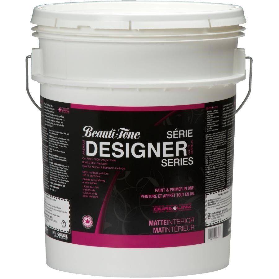 Peinture d'intérieur au latex, fini mat, base blanche, 18,2 L