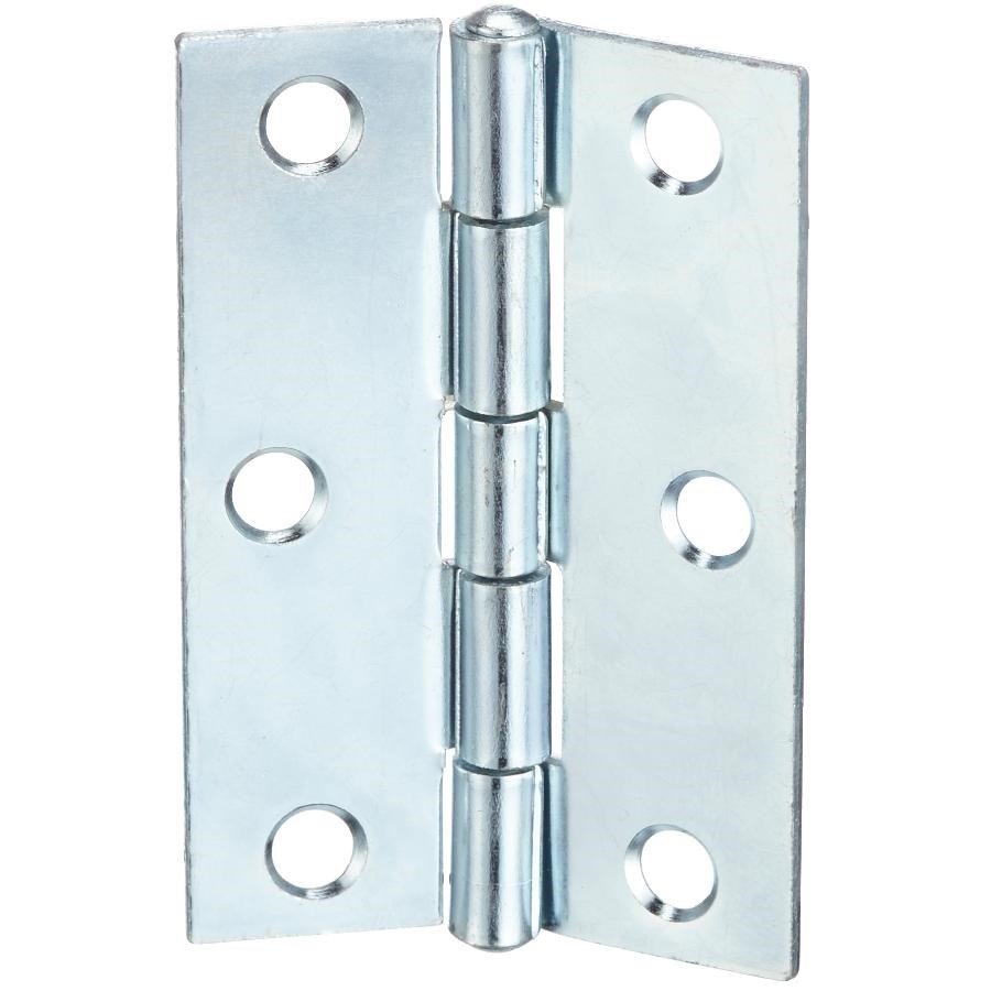 Paquet de 2 charnières étroites de 2-1/2 po à broche fixe, zinc