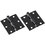 Paquet de 2 charnières carrées de 3 po, noir