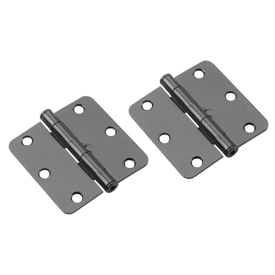 Paquet de 2 charnières larges de 3-1/2 po à rayon de 1/4 po, noir