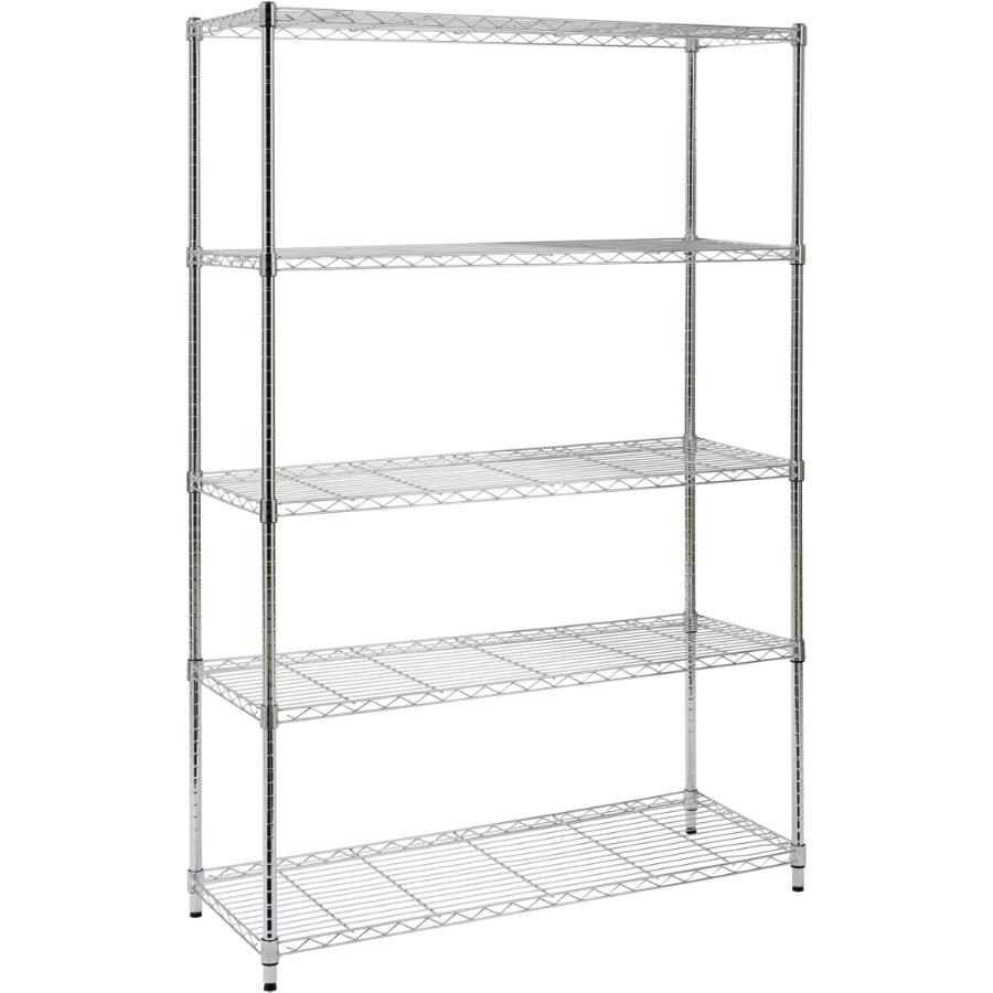 Étagère à 5 tablettes en fil métallique chromé de 18 po x 48 po x 72 po
