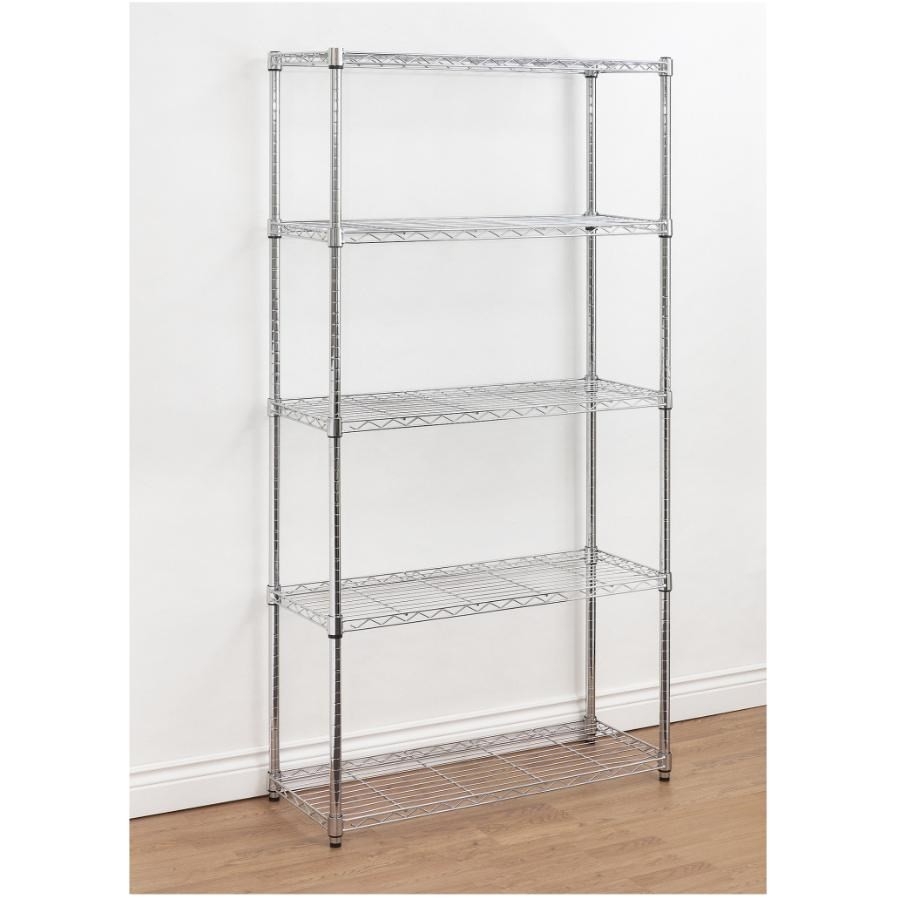 Étagère à 5 tablettes en fil métallique chromé de 14 po x 36 po x 72 po