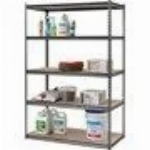 Étagère noire de 24 po x 48 po x 72 po en métal et bois à 5 tab