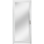 Contre-porte en aluminium blanc de 34 x 80 po avec fenêtre complète, ouverture à gauche
