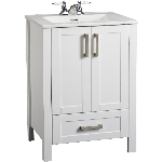 Meuble-lavabo Clare blanc de 23,6 po de largeur x 18,7 po de profondeur x 33,5 po de hauteur à 2 portes et 1 tiroir