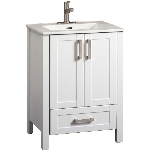 Meuble-lavabo blanc Clare de 30 po de largeur x 18,7 po de profondeur x 33,5 po de hauteur à 2 portes et 1 tiroir