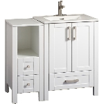 Meuble-lavabo blanc Clare de 30 po de largeur x 18,7 po de profondeur x 33,5 po de hauteur à 2 portes et 1 tiroir