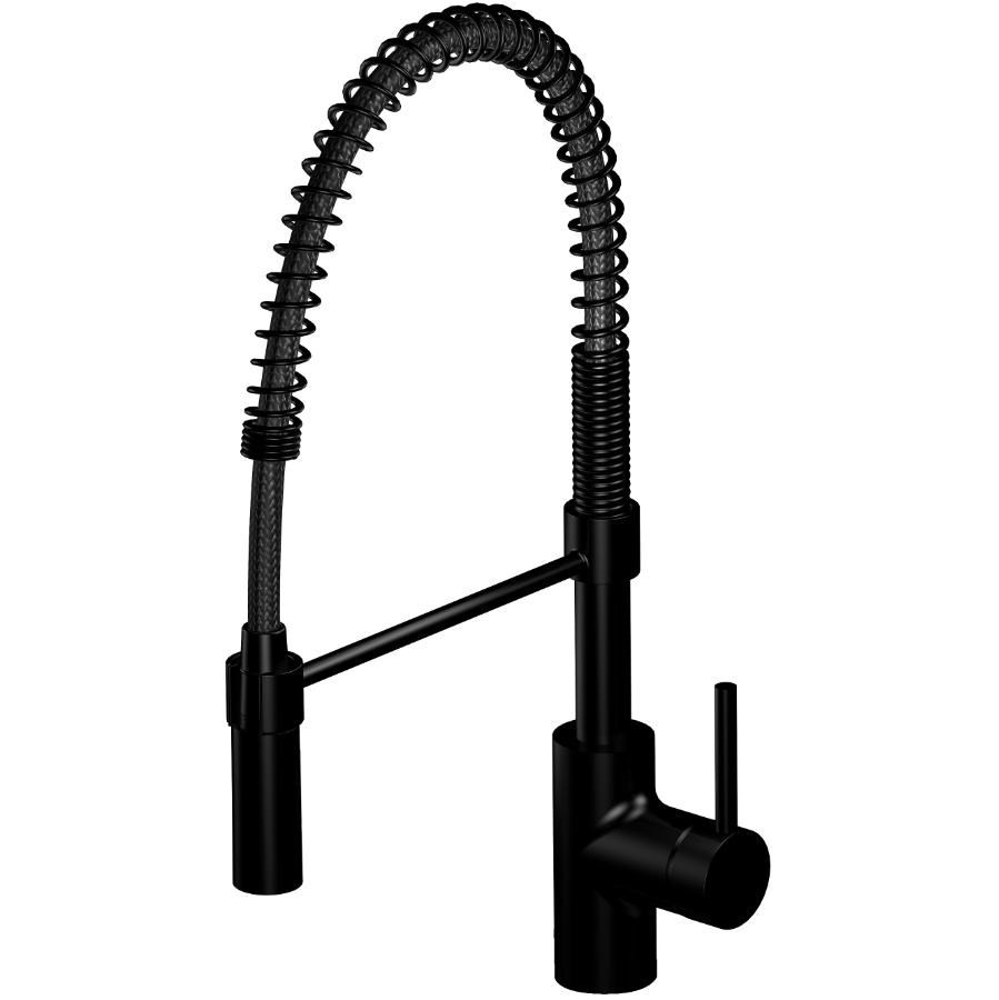 Robinet de cuisine à bec rétractable avec ressort pour 1 ou 3 trous Favos, noir mat