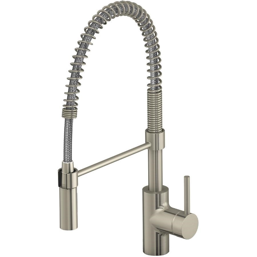Robinet de cuisine à bec rétractable avec ressort pour 1 ou 3 trous Favos, nickel brossé