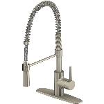 Robinet de cuisine à bec rétractable avec ressort pour 1 ou 3 trous Favos, nickel brossé