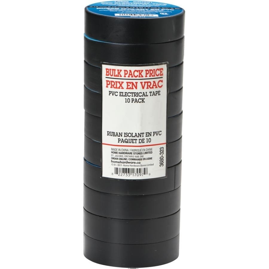 Paquet de 10 rubans électriques en PVC de 3/4 po x 60 pi x 7 mil, noir