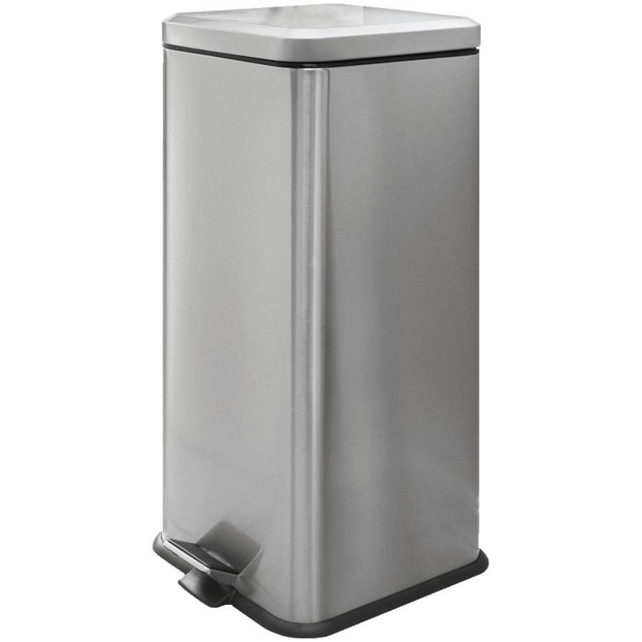 Poubelle à pédale carrée de 30 L, acier inoxydable