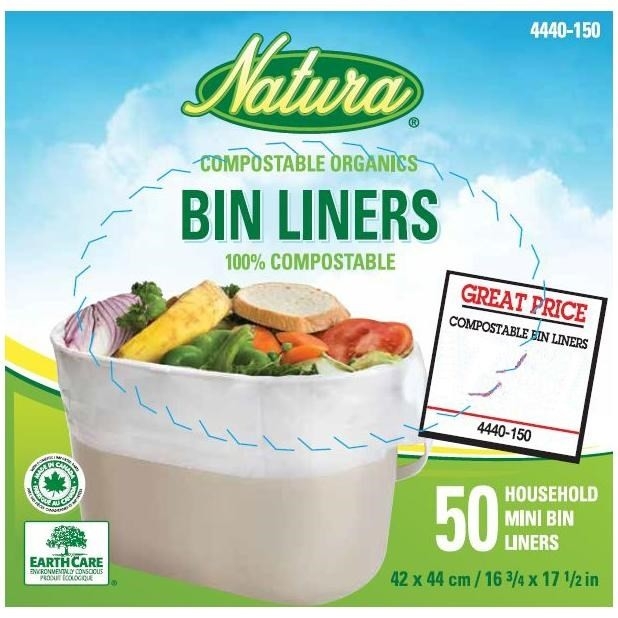 Paquet de 50 sacs à ordures compostables de 16,75 x 17,5 po