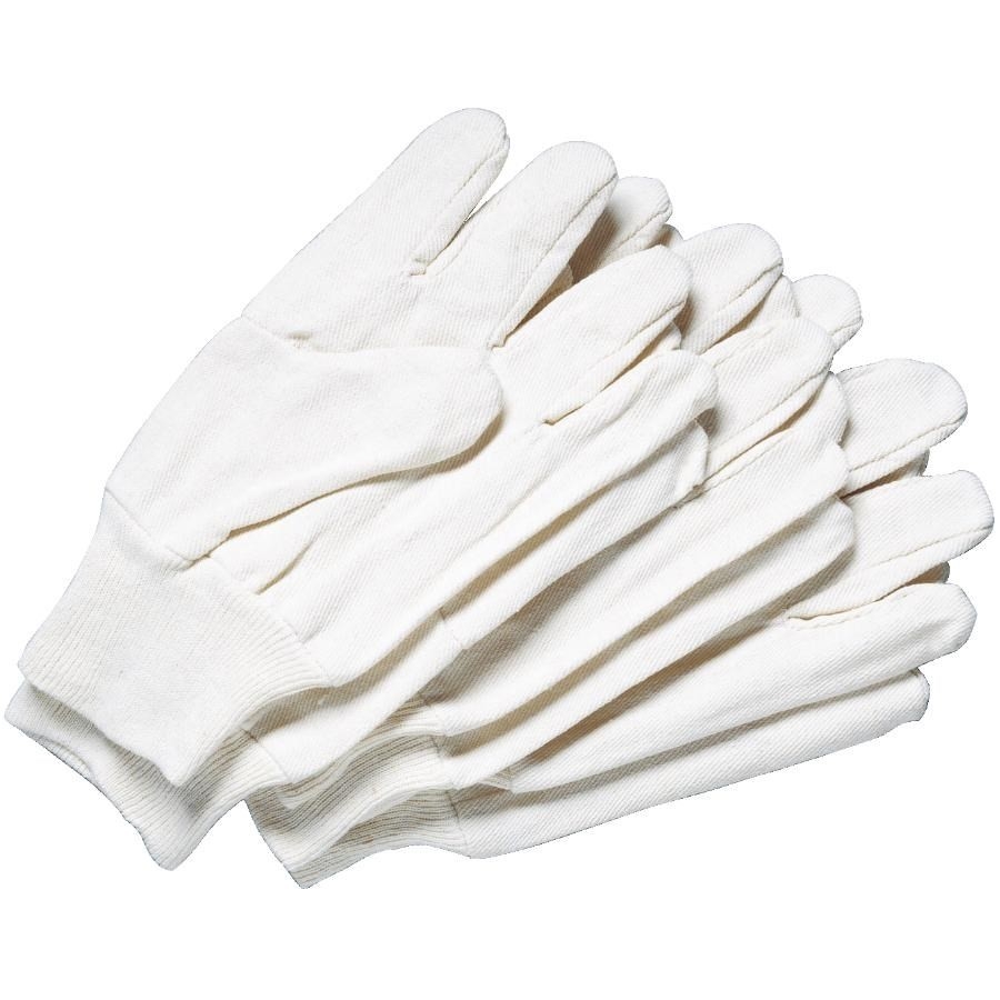 Paquet de 3 paires de gants de travail blancs en coton de 8 oz à taille unique pour hommes avec poignet en tricot