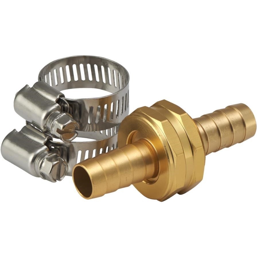 Raccord 7/16 po en laiton massif pour tuyau d'arrosage, colliers en acier inoxydable