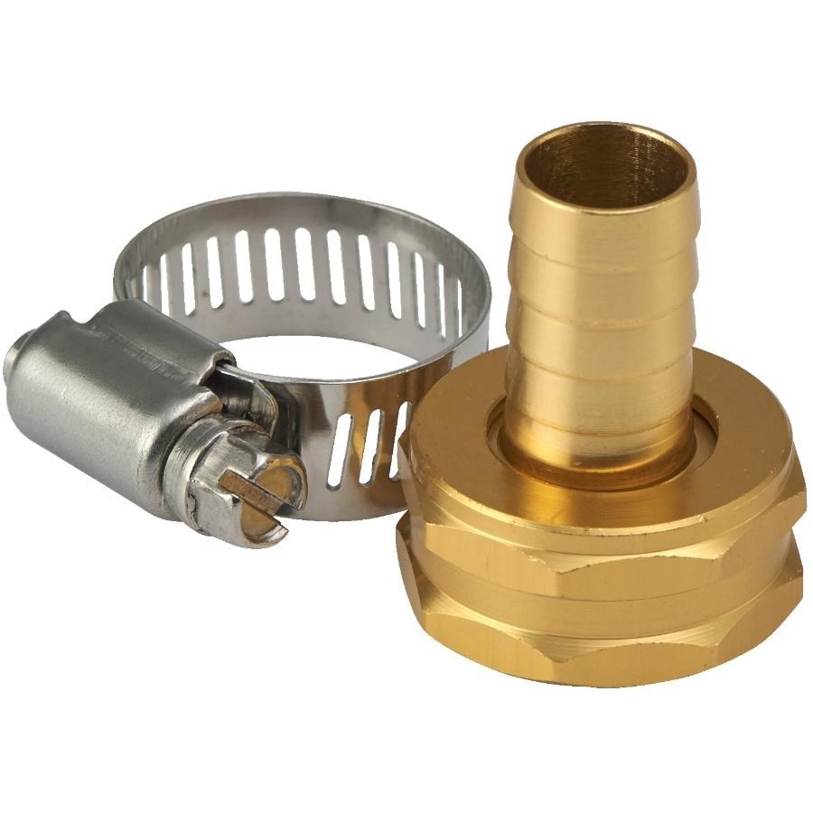 Raccord femelle 1/2 po x 3/4 po en laiton massif pour tuyau d'arrosage, collier en acier inoxydable