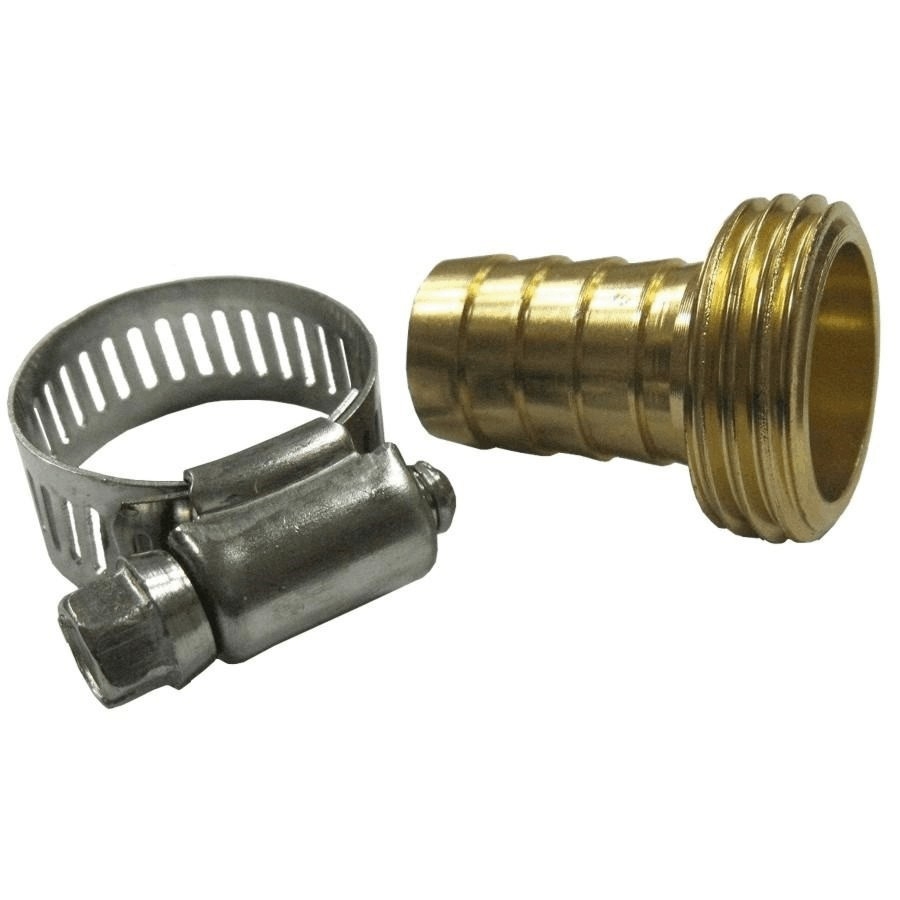Raccord mâle 5/8 po x 3/4 po en laiton massif pour tuyau d'arrosage, collier en acier inoxydable