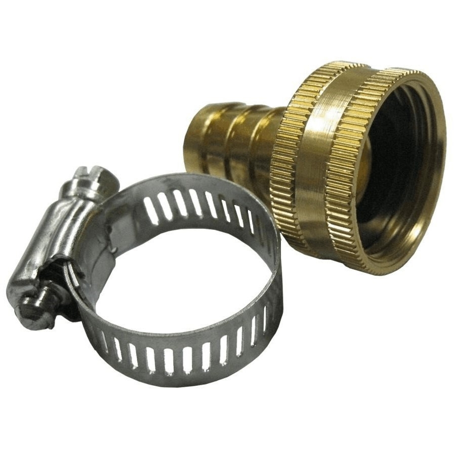 Raccord femelle 5/8 po x 3/4 po en laiton massif pour tuyau d'arrosage, collier en acier inoxydable