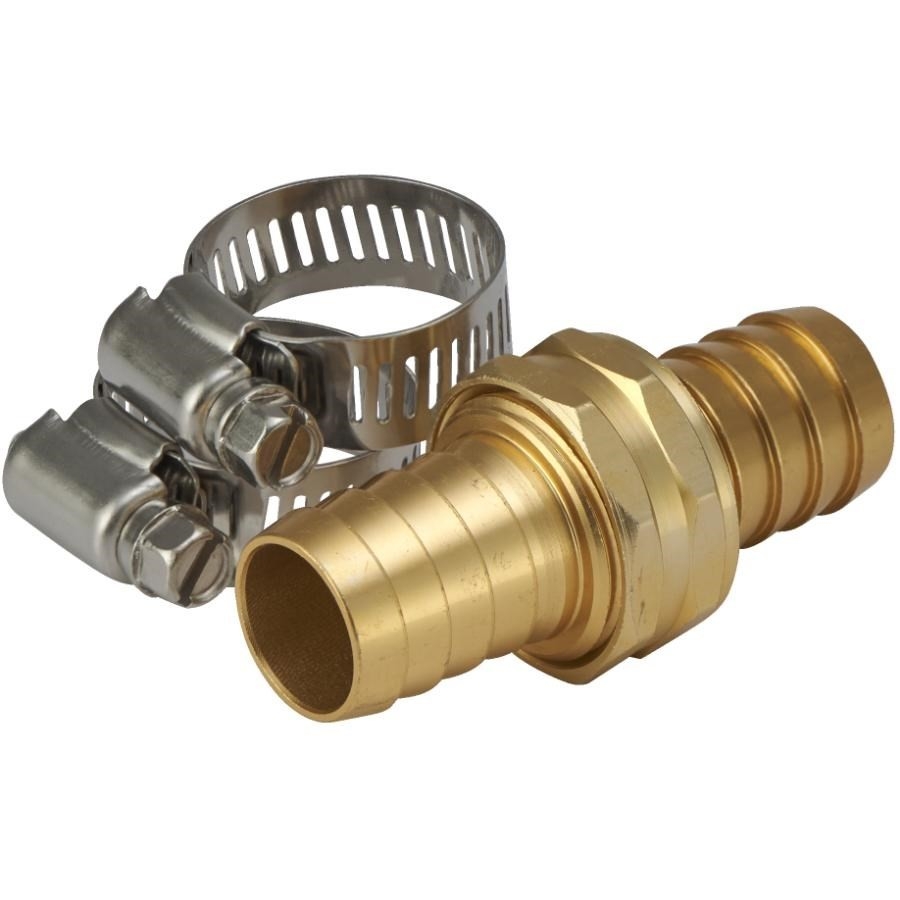 Raccord 3/4 po x 3/4 po x 3/4 po en laiton massif pour tuyau d'arrosage, colliers en acier inoxydable