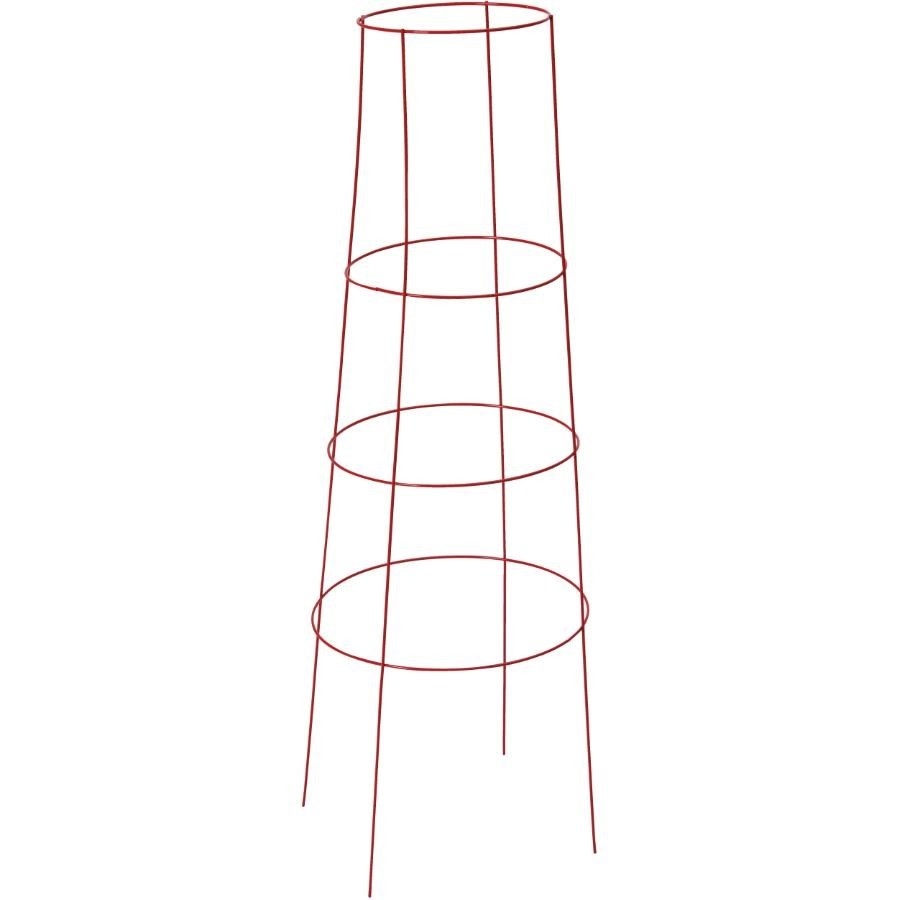 Tuteur à 4 anneaux inversés rouge de 18 po x 47 po pour tomates/fleurs
