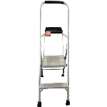 Escabeau en aluminium à 2 marches, avec plateau en plastique