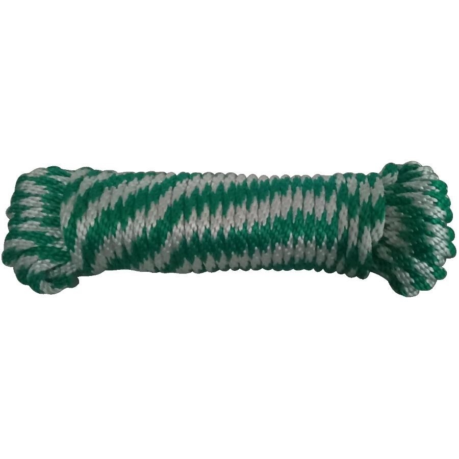 Corde de polypropylène, tressée en losange, blanche et verte, 3/8 po x 50 pi
