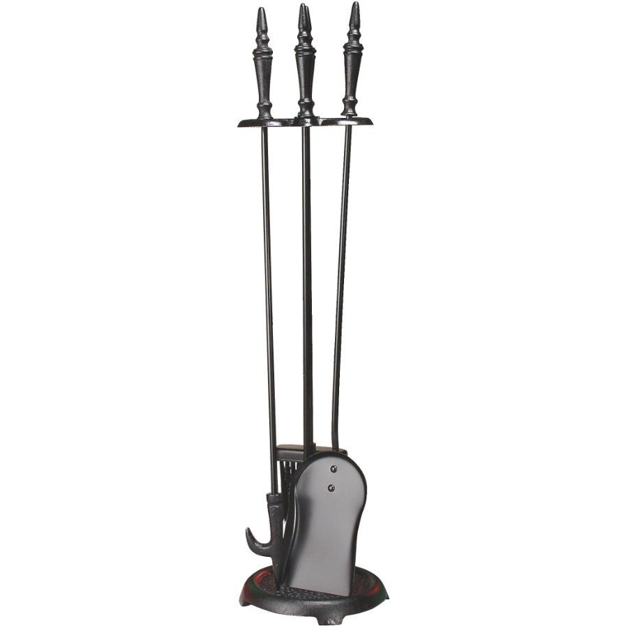 Ensemble d'outils de 4 pièces ronds pour foyer, noir