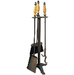Ensemble de 4 outils de 20 po pour foyer avec poignées en bois, noir