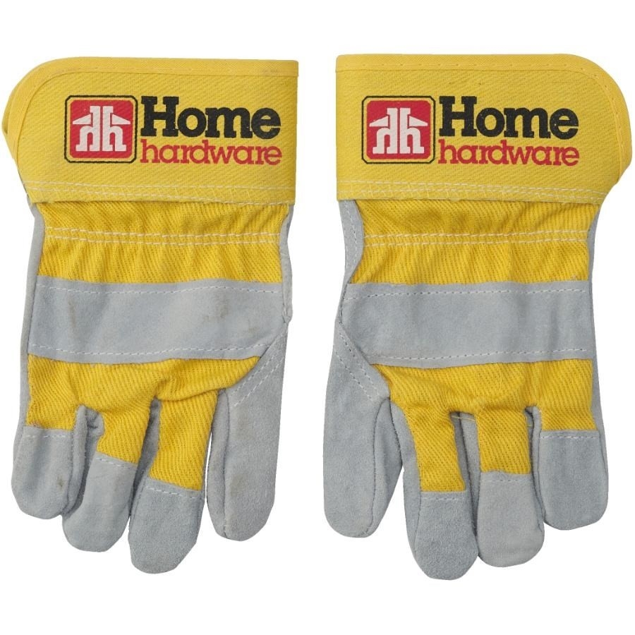 Gants de travail jaunes combinés en cuir refendu pour enfants