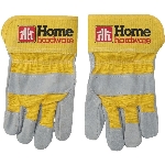 Gants de travail jaunes combinés en cuir refendu pour enfants