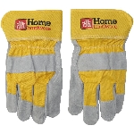 Gants de travail jaunes combinés en cuir refendu pour hommes, grand