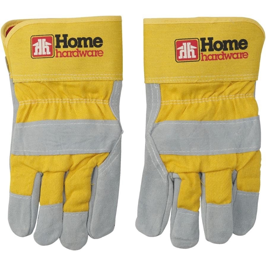 Gants de travail combinés Home Hardware en cuir refendu doublés en molleton rouge pour hommes