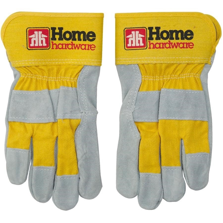 Gants de travail jaunes combinés ajustés en cuir refendu pour hommes, petit/moyen