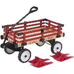 Chariot d'enfant en bois rouge avec patins, 16 po x 36 po