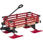 Chariot d'enfant en bois rouge avec patins, 16 po x 36 po