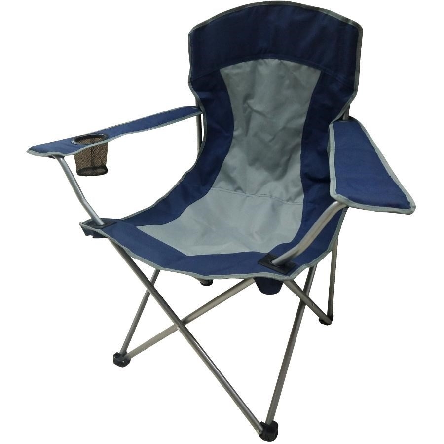 Chaise de camping pour adulte, bleu et gris