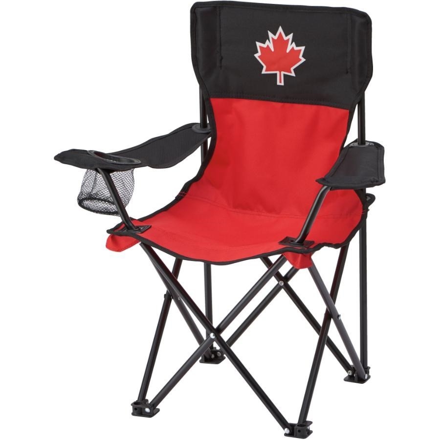 Chaise de camping de la fête du Canada pour enfants, rouge/noir