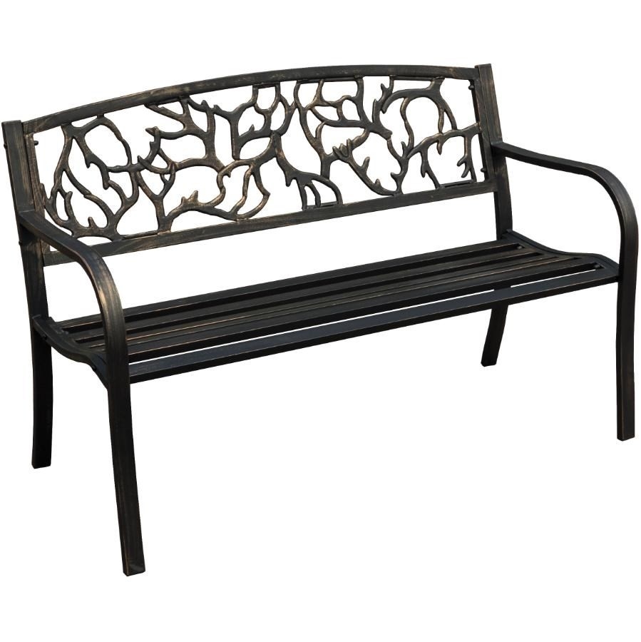 Banc de parc de 50 po en acier avec motifs de bois