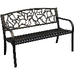 Banc de parc de 50 po en acier avec motifs de bois