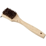 Brosse pour grilles de barbecue avec manche en bois et soies en fibres végétales
