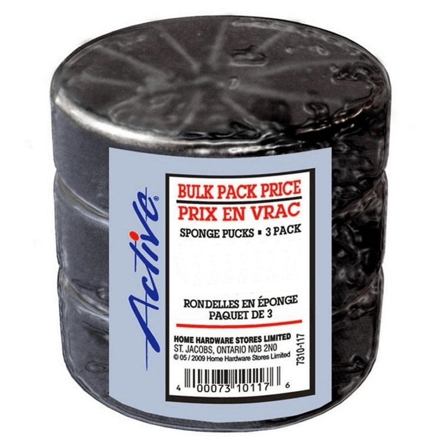 Paquet de 3 rondelles de hockey en mousse, noir