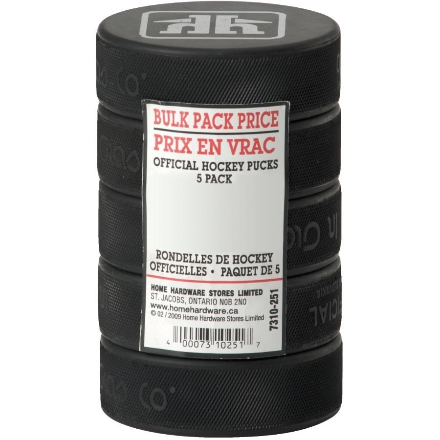 Paquet de 5 rondelles de hockey règlementaires, noir