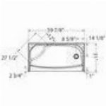 Cabine de douche blanche Essence de 60 po avec siège à gauche e