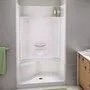 Cabine de douche blanche Essence de 48 po avec siège à gauche, 