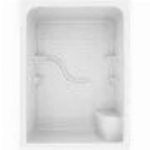Cabine de douche blanche de 60 po en acrylique avec drain à gauche, 3 pièces
