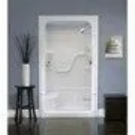 Cabine de douche blanche de 48 po en acrylique avec drain à droite, 3 pièces